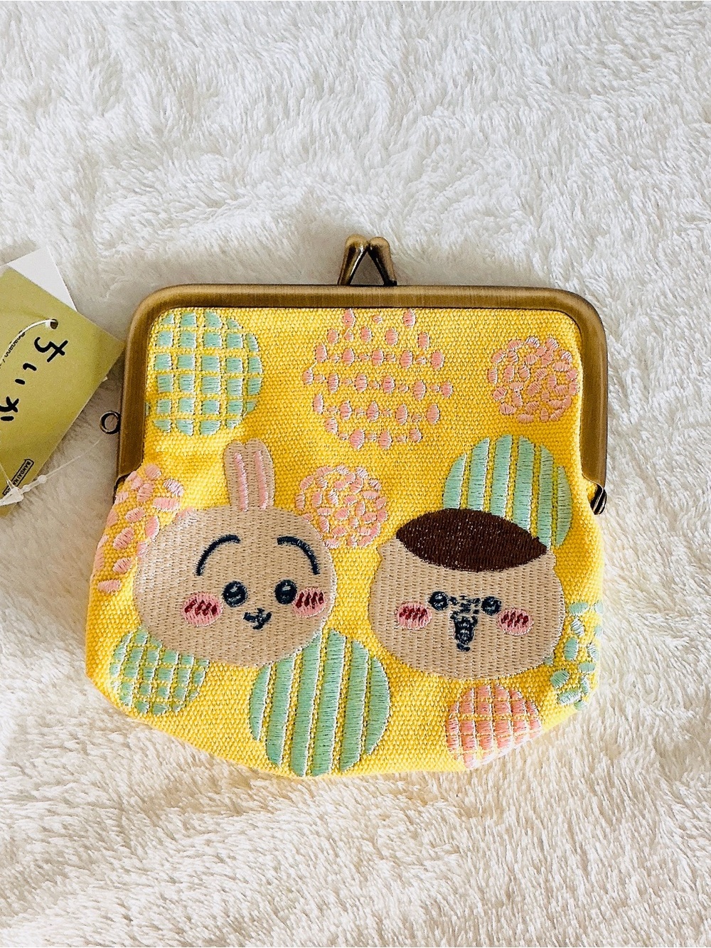 Brand New Chiikawa Tatami Embroidery Clasp Pouch Usagi & Kurimanju Japan Limited